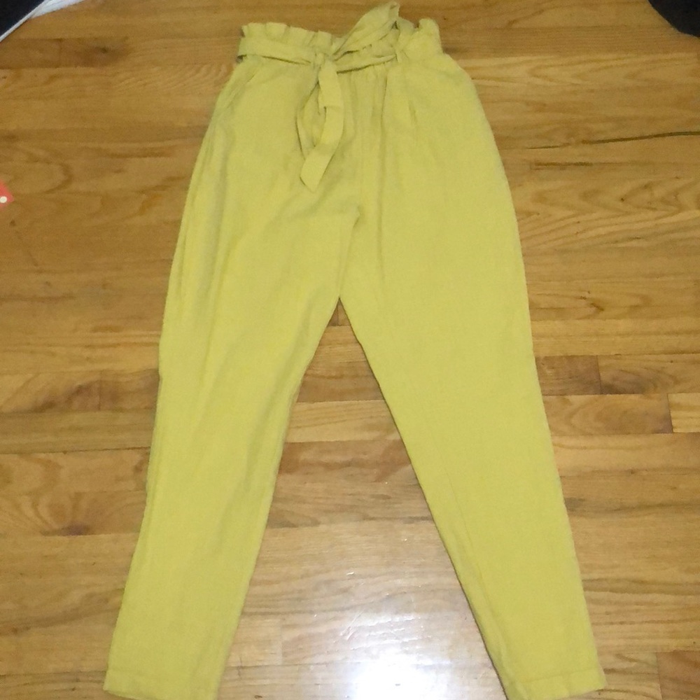 Bella honey high waisted linen paper bag pants